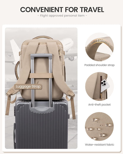 40L Travel Backpack for Women Men, Large Carry on Backpack for Airplanes TSA Personal Item Travel Bag fits 15.6" Laptop, Waterproof Weekender Essentials Airline Approved with 2 Packing Cubes