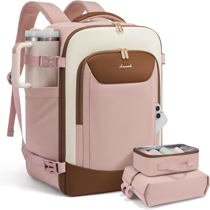 40L Travel Backpack for Women Men, Large Carry on Backpack for Airplanes TSA Personal Item Travel Bag fits 15.6" Laptop, Waterproof Weekender Essentials Airline Approved with 2 Packing Cubes