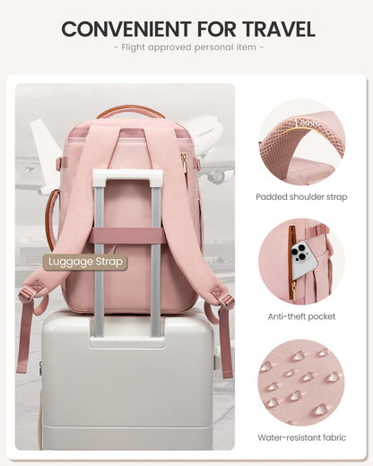 40L Travel Backpack for Women Men, Large Carry on Backpack for Airplanes TSA Personal Item Travel Bag fits 15.6" Laptop, Waterproof Weekender Essentials Airline Approved with 2 Packing Cubes