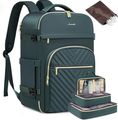 40L Travel Backpack for Women Men, Large Carry on Backpack for Airplanes TSA Personal Item Travel Bag fits 15.6" Laptop, Waterproof Weekender Essentials Airline Approved with 2 Packing Cubes