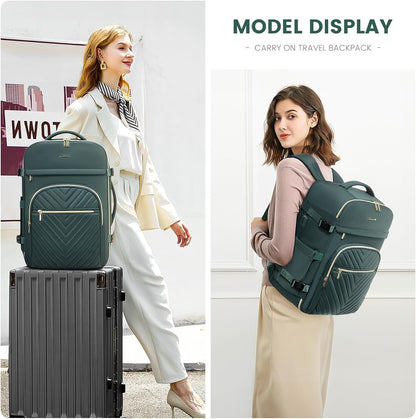 40L Travel Backpack for Women Men, Large Carry on Backpack for Airplanes TSA Personal Item Travel Bag fits 15.6" Laptop, Waterproof Weekender Essentials Airline Approved with 2 Packing Cubes