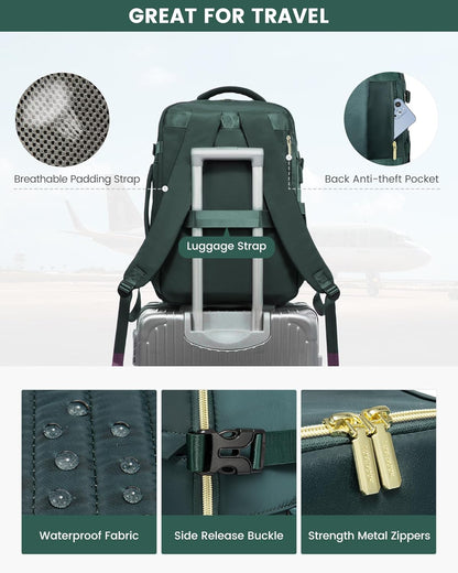 40L Travel Backpack for Women Men, Large Carry on Backpack for Airplanes TSA Personal Item Travel Bag fits 15.6" Laptop, Waterproof Weekender Essentials Airline Approved with 2 Packing Cubes