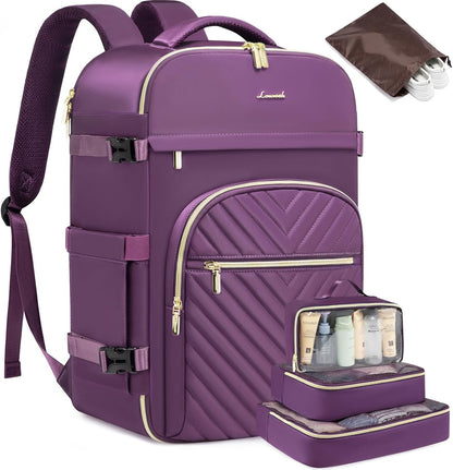 40L Travel Backpack for Women Men, Large Carry on Backpack for Airplanes TSA Personal Item Travel Bag fits 15.6" Laptop, Waterproof Weekender Essentials Airline Approved with 2 Packing Cubes
