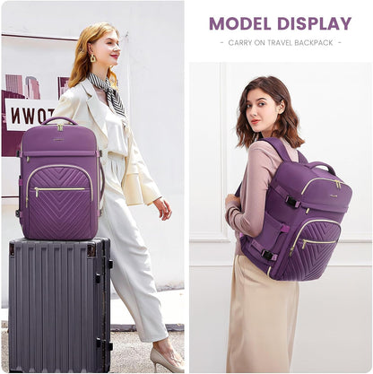 40L Travel Backpack for Women Men, Large Carry on Backpack for Airplanes TSA Personal Item Travel Bag fits 15.6" Laptop, Waterproof Weekender Essentials Airline Approved with 2 Packing Cubes