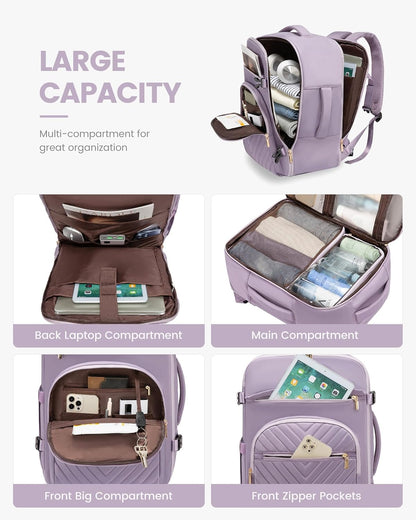 40L Travel Backpack for Women Men, Large Carry on Backpack for Airplanes TSA Personal Item Travel Bag fits 15.6" Laptop, Waterproof Weekender Essentials Airline Approved with 2 Packing Cubes