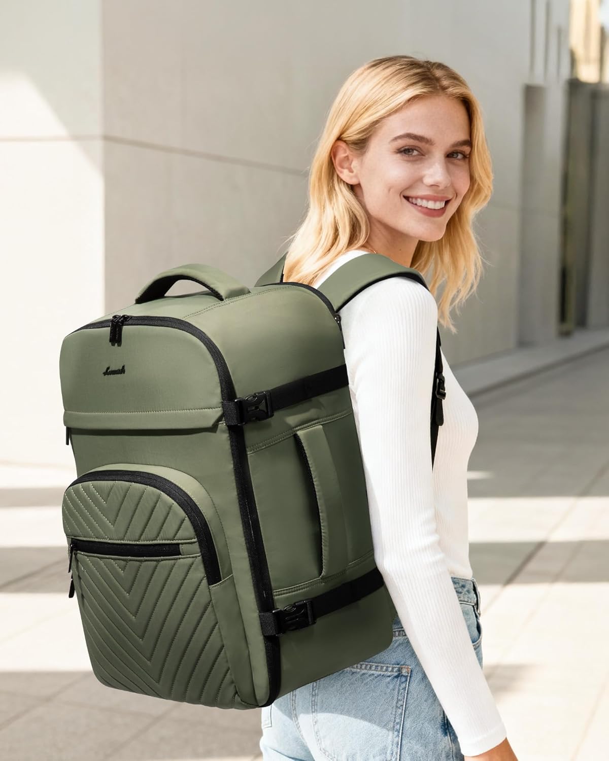 40L Travel Backpack for Women Men, Large Carry on Backpack for Airplanes TSA Personal Item Travel Bag fits 15.6" Laptop, Waterproof Weekender Essentials Airline Approved with 2 Packing Cubes