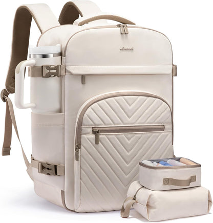 40L Travel Backpack for Women Men, Large Carry on Backpack for Airplanes TSA Personal Item Travel Bag fits 15.6" Laptop, Waterproof Weekender Essentials Airline Approved with 2 Packing Cubes