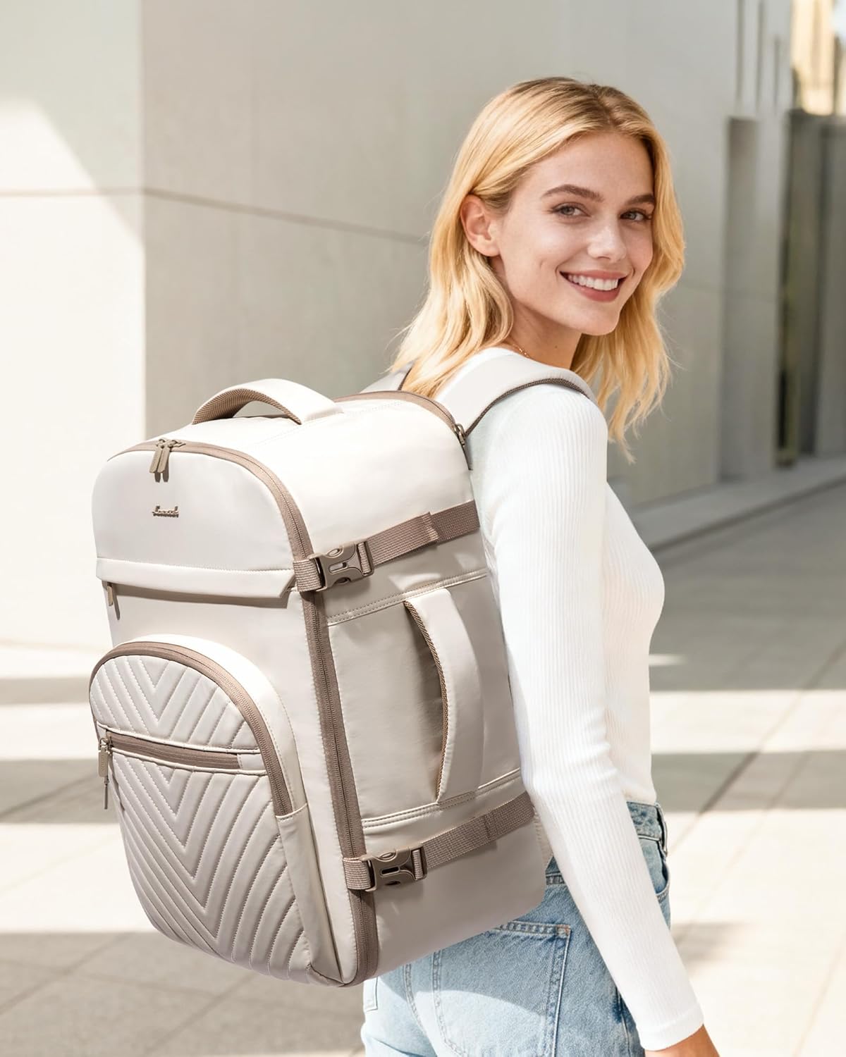40L Travel Backpack for Women Men, Large Carry on Backpack for Airplanes TSA Personal Item Travel Bag fits 15.6" Laptop, Waterproof Weekender Essentials Airline Approved with 2 Packing Cubes