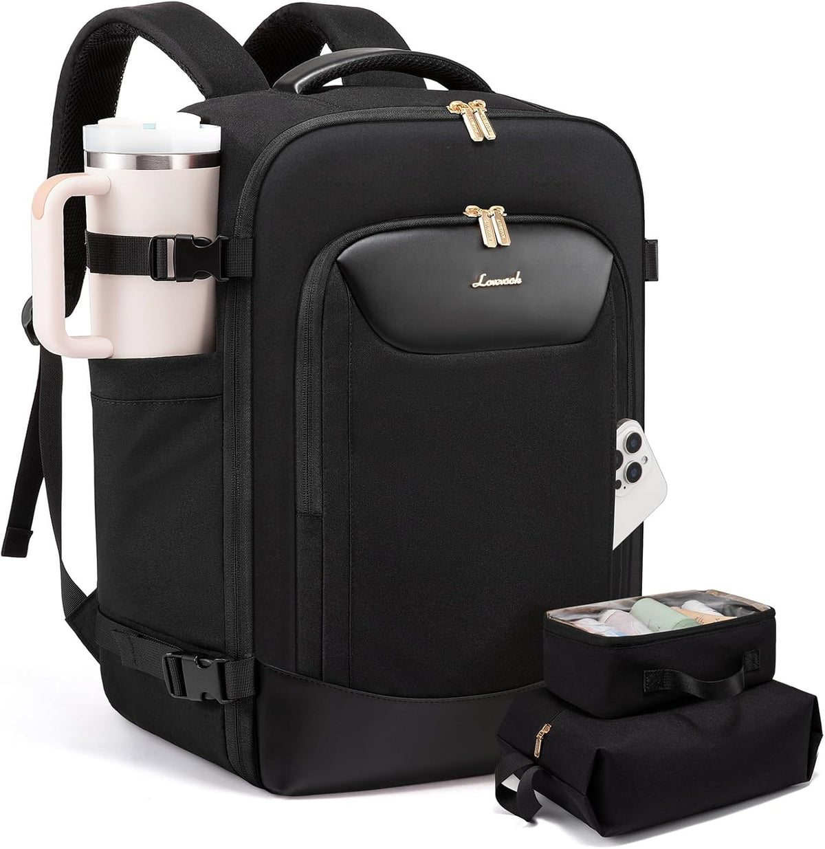 40L Travel Backpack for Women Men, Large Carry on Backpack for Airplanes TSA Personal Item Travel Bag fits 15.6" Laptop, Waterproof Weekender Essentials Airline Approved with 2 Packing Cubes