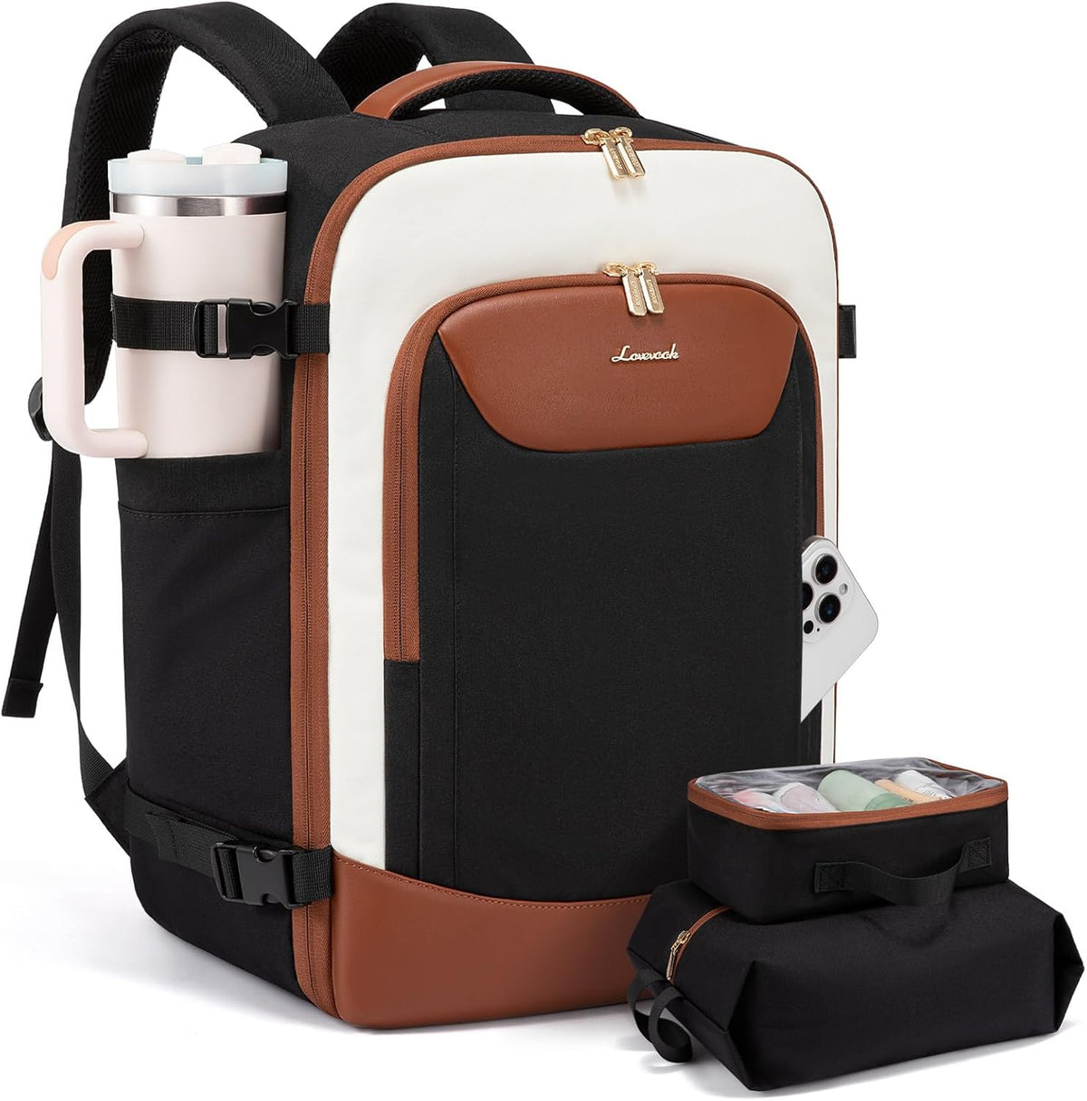 40L Travel Backpack for Women Men, Large Carry on Backpack for Airplanes TSA Personal Item Travel Bag fits 15.6" Laptop, Waterproof Weekender Essentials Airline Approved with 2 Packing Cubes