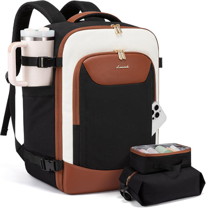 40L Travel Backpack for Women Men, Large Carry on Backpack for Airplanes TSA Personal Item Travel Bag fits 15.6" Laptop, Waterproof Weekender Essentials Airline Approved with 2 Packing Cubes