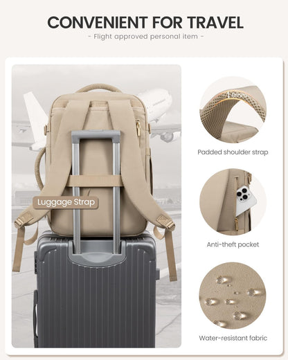 40L Travel Backpack for Women Men, Large Carry on Backpack for Airplanes TSA Personal Item Travel Bag fits 15.6" Laptop, Waterproof Weekender Essentials Airline Approved with 2 Packing Cubes