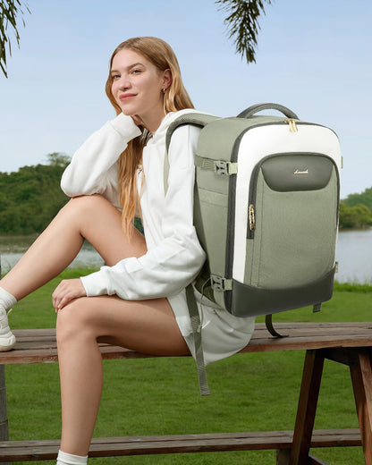 40L Travel Backpack for Women Men, Large Carry on Backpack for Airplanes TSA Personal Item Travel Bag fits 15.6" Laptop, Waterproof Weekender Essentials Airline Approved with 2 Packing Cubes
