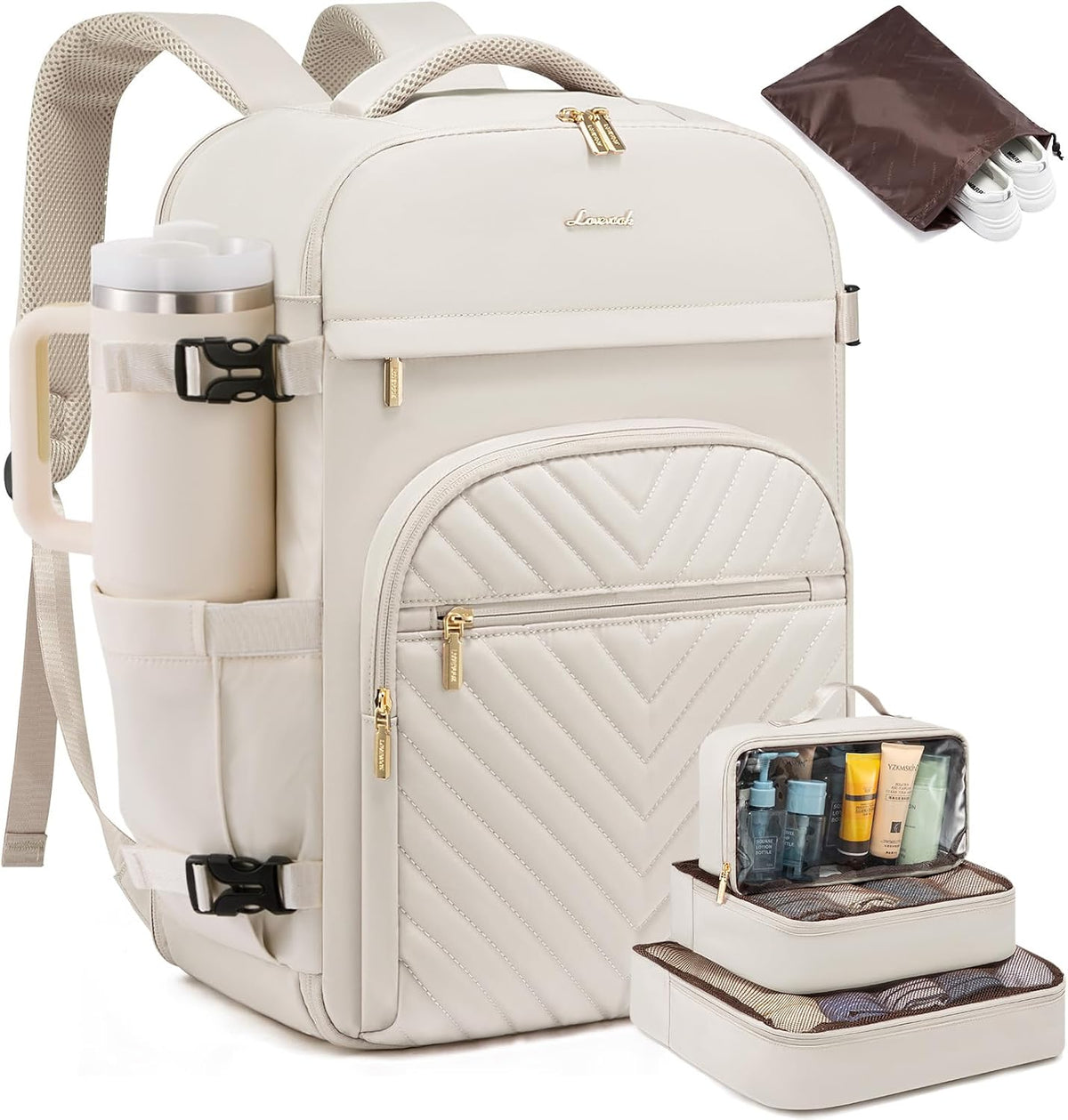 40L Travel Backpack for Women Men, Large Carry on Backpack for Airplanes TSA Personal Item Travel Bag fits 15.6" Laptop, Waterproof Weekender Essentials Airline Approved with 2 Packing Cubes