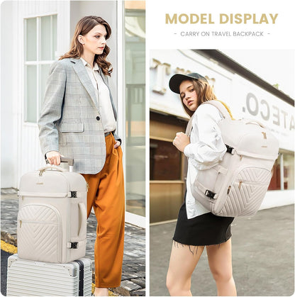 40L Travel Backpack for Women Men, Large Carry on Backpack for Airplanes TSA Personal Item Travel Bag fits 15.6" Laptop, Waterproof Weekender Essentials Airline Approved with 2 Packing Cubes