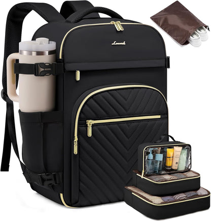 40L Travel Backpack for Women Men, Large Carry on Backpack for Airplanes TSA Personal Item Travel Bag fits 15.6" Laptop, Waterproof Weekender Essentials Airline Approved with 2 Packing Cubes