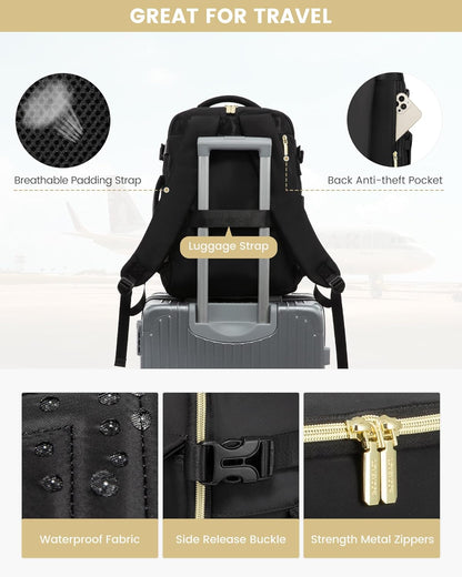 40L Travel Backpack for Women Men, Large Carry on Backpack for Airplanes TSA Personal Item Travel Bag fits 15.6" Laptop, Waterproof Weekender Essentials Airline Approved with 2 Packing Cubes