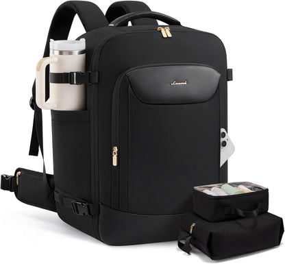 40L Travel Backpack for Women Men, Large Carry on Backpack for Airplanes TSA Personal Item Travel Bag fits 15.6" Laptop, Waterproof Weekender Essentials Airline Approved with 2 Packing Cubes