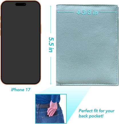 Grey RFID Genuine Leather Passport Wallet