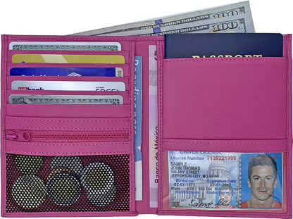 Grey RFID Genuine Leather Passport Wallet