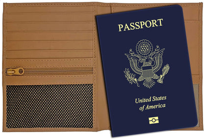 Grey RFID Genuine Leather Passport Wallet