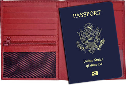 Grey RFID Genuine Leather Passport Wallet