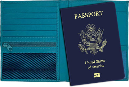 Grey RFID Genuine Leather Passport Wallet