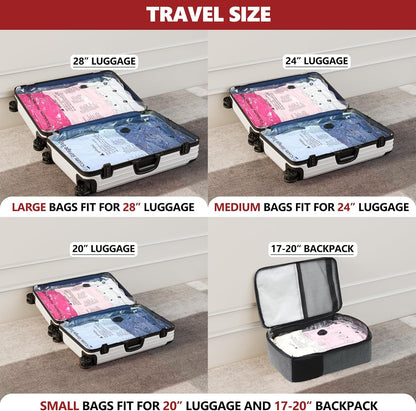 Vacuum Seal Bags for Clothing Travel and Home Storage, Travel Vacuum Bags with Electric Pump, Space Saver Compression Packing Cubes for Luggage Suitcase Bedding Blankets Clothes, 12 Combo
