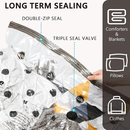 Vacuum Seal Bags for Clothing Travel and Home Storage, Travel Vacuum Bags with Electric Pump, Space Saver Compression Packing Cubes for Luggage Suitcase Bedding Blankets Clothes, 12 Combo