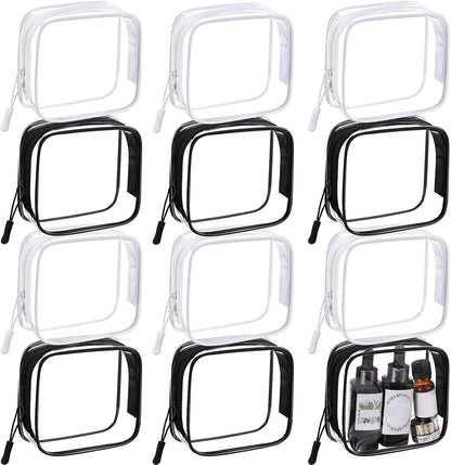 12 Pcs Iridescent Holographic Clear Cosmetic Makeup Bags with Zipper Tsa Approved Pouches Bulk for Travel Transparent PVC Waterproof Carry Pouches Organizer Case for Men Women
