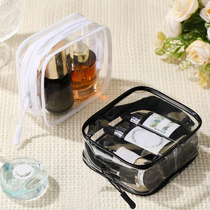 12 Pcs Iridescent Holographic Clear Cosmetic Makeup Bags with Zipper Tsa Approved Pouches Bulk for Travel Transparent PVC Waterproof Carry Pouches Organizer Case for Men Women