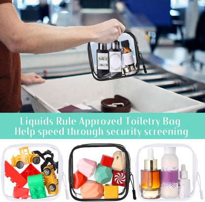 12 Pcs Iridescent Holographic Clear Cosmetic Makeup Bags with Zipper Tsa Approved Pouches Bulk for Travel Transparent PVC Waterproof Carry Pouches Organizer Case for Men Women