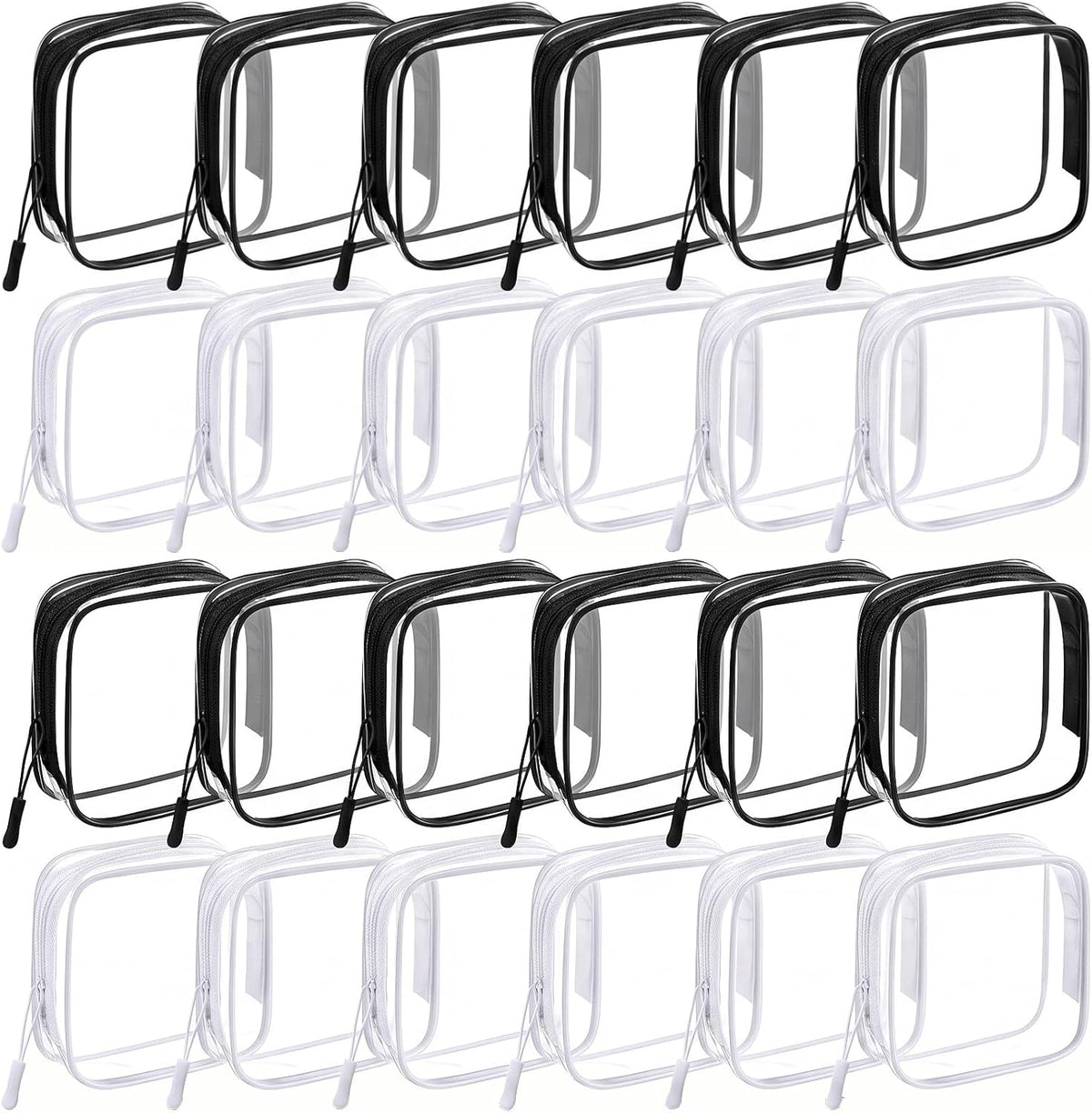 12 Pcs Iridescent Holographic Clear Cosmetic Makeup Bags with Zipper Tsa Approved Pouches Bulk for Travel Transparent PVC Waterproof Carry Pouches Organizer Case for Men Women