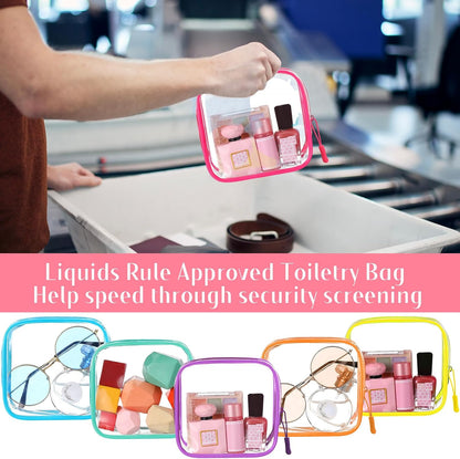 12 Pcs Iridescent Holographic Clear Cosmetic Makeup Bags with Zipper Tsa Approved Pouches Bulk for Travel Transparent PVC Waterproof Carry Pouches Organizer Case for Men Women