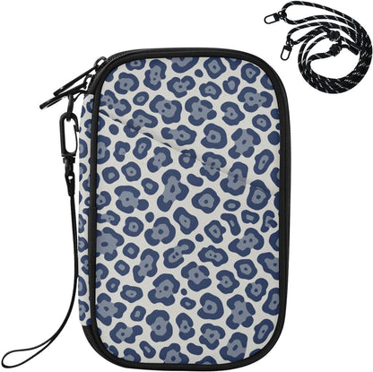 Multi-Slot Travel Document Organizer 8.26×5.51×1.18 In | Polyester Oxford Sturdy Shape Detachable Strap for Men Women Vacation Navy Leopard