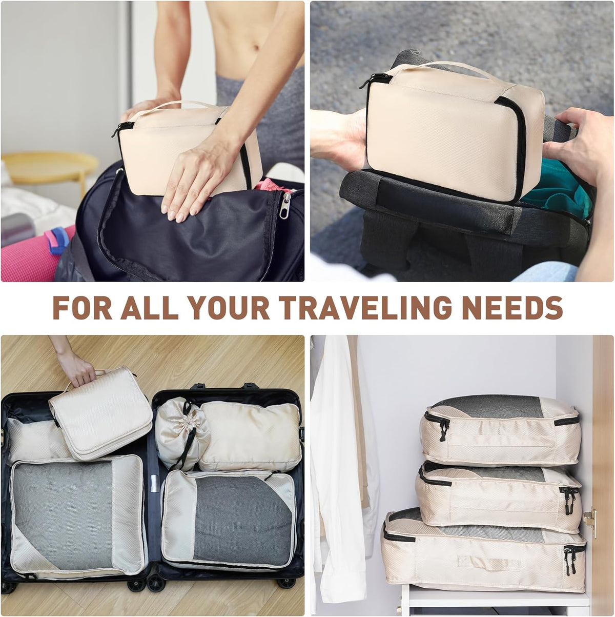 8-Piece Packing Cubes for Travel, 2026 Upgraded Durable Zippers & Reinforced Mesh, Complete Luggage Organizer Set with Shoe/Toiletry/Laundry Bags, 4 Sizes for Suitcase, Men Women, (Purple)
