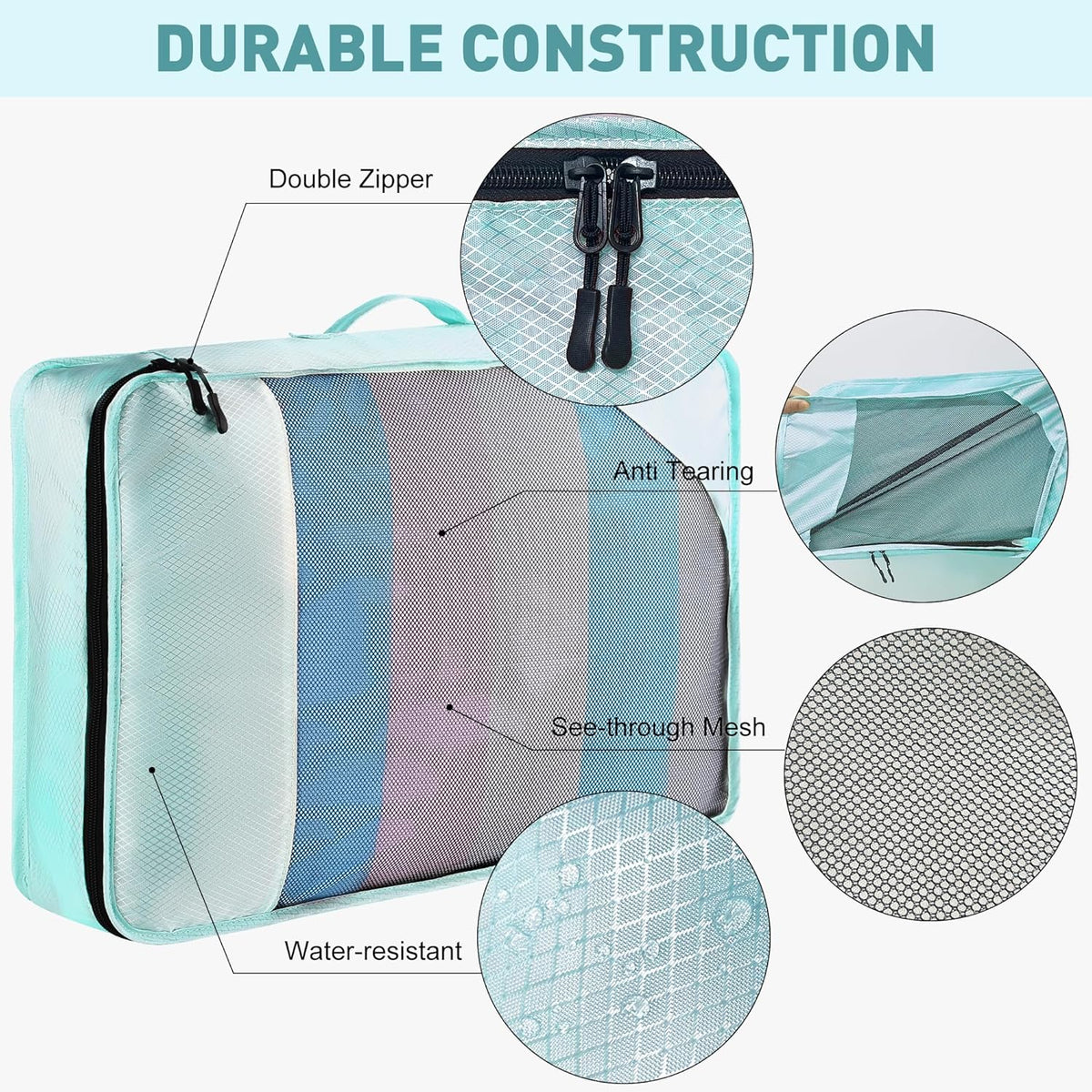 8-Piece Packing Cubes for Travel, 2026 Upgraded Durable Zippers & Reinforced Mesh, Complete Luggage Organizer Set with Shoe/Toiletry/Laundry Bags, 4 Sizes for Suitcase, Men Women, (Purple)
