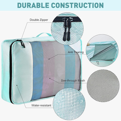 8-Piece Packing Cubes for Travel, 2026 Upgraded Durable Zippers & Reinforced Mesh, Complete Luggage Organizer Set with Shoe/Toiletry/Laundry Bags, 4 Sizes for Suitcase, Men Women, (Purple)