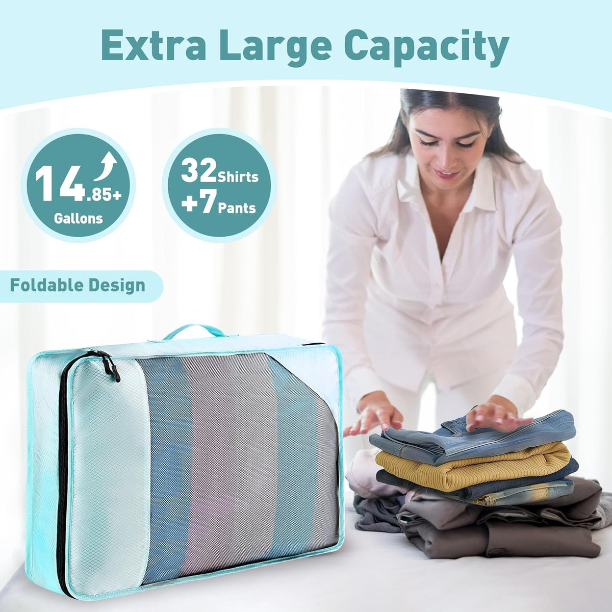 8-Piece Packing Cubes for Travel, 2026 Upgraded Durable Zippers & Reinforced Mesh, Complete Luggage Organizer Set with Shoe/Toiletry/Laundry Bags, 4 Sizes for Suitcase, Men Women, (Purple)