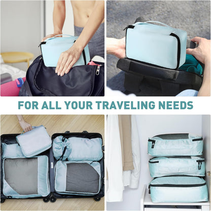 8-Piece Packing Cubes for Travel, 2026 Upgraded Durable Zippers & Reinforced Mesh, Complete Luggage Organizer Set with Shoe/Toiletry/Laundry Bags, 4 Sizes for Suitcase, Men Women, (Purple)