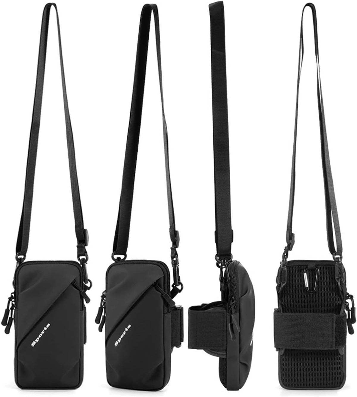 Phone Holder, Small Crossbody Shoulder Holsters Bag with Arm Band, Fits iPhone and Android, Use for Running, Walking, Hiking & Biking (6.7 Inches, Grayish White)