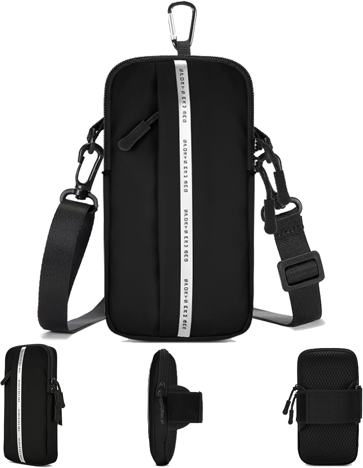 Phone Holder, Small Crossbody Shoulder Holsters Bag with Arm Band, Fits iPhone and Android, Use for Running, Walking, Hiking & Biking (6.7 Inches, Grayish White)