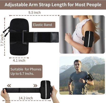 Phone Holder, Small Crossbody Shoulder Holsters Bag with Arm Band, Fits iPhone and Android, Use for Running, Walking, Hiking & Biking (6.7 Inches, Grayish White)