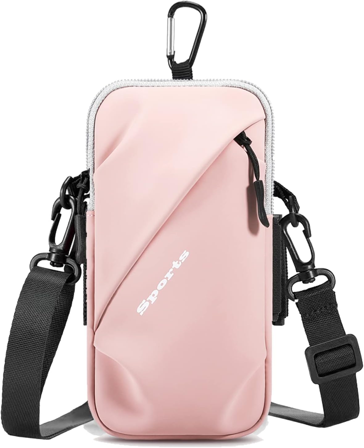 Phone Holder, Small Crossbody Shoulder Holsters Bag with Arm Band, Fits iPhone and Android, Use for Running, Walking, Hiking & Biking (6.7 Inches, Grayish White)