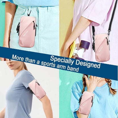 Phone Holder, Small Crossbody Shoulder Holsters Bag with Arm Band, Fits iPhone and Android, Use for Running, Walking, Hiking & Biking (6.7 Inches, Grayish White)