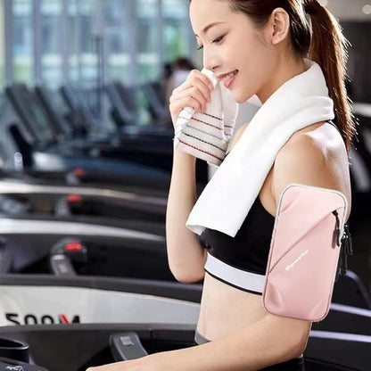 Phone Holder, Small Crossbody Shoulder Holsters Bag with Arm Band, Fits iPhone and Android, Use for Running, Walking, Hiking & Biking (6.7 Inches, Grayish White)