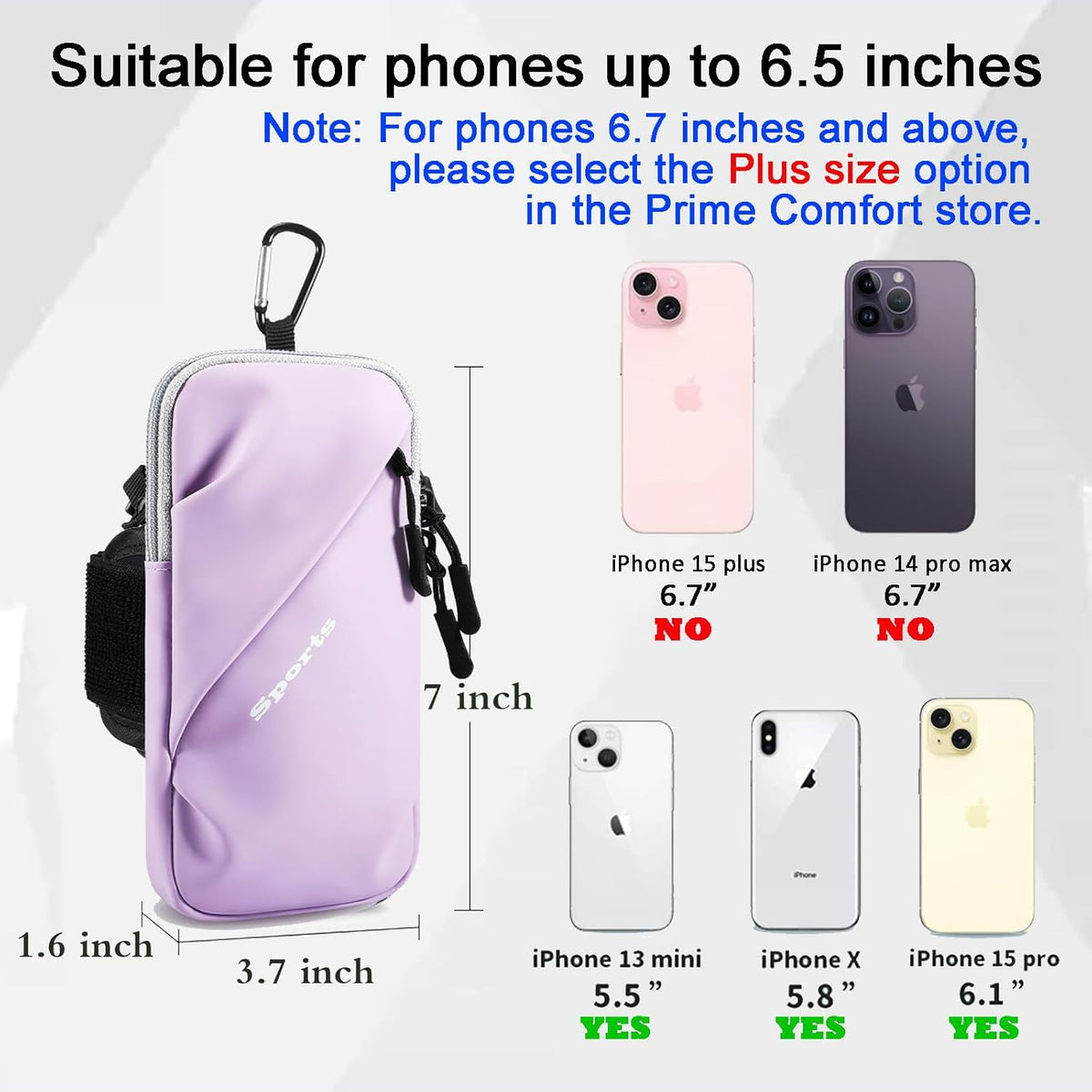 Phone Holder, Small Crossbody Shoulder Holsters Bag with Arm Band, Fits iPhone and Android, Use for Running, Walking, Hiking & Biking (6.7 Inches, Grayish White)