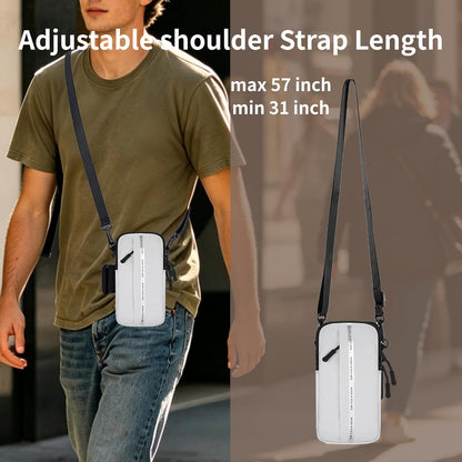 Phone Holder, Small Crossbody Shoulder Holsters Bag with Arm Band, Fits iPhone and Android, Use for Running, Walking, Hiking & Biking (6.7 Inches, Grayish White)