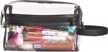Heavy Duty Clear Travel Toiletry Makeup Bags Transparent Shaving Bag Water Resistant Cosmetic Bag Organizer Pouch with Zipper and Handle