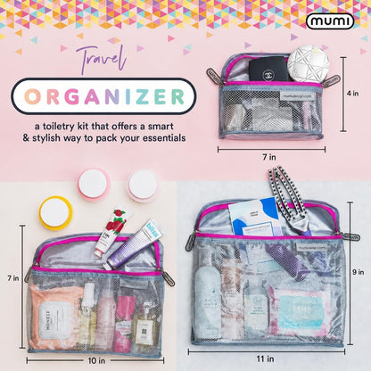 Travel Toiletry Bag Set of 3 – Clear TSA Approved Toiletry Bags for Women – Reusable Water-Resistant Makeup Organizer Pouches for Skincare, Cosmetics, Travel Accessories, Airport Packing - Aqua